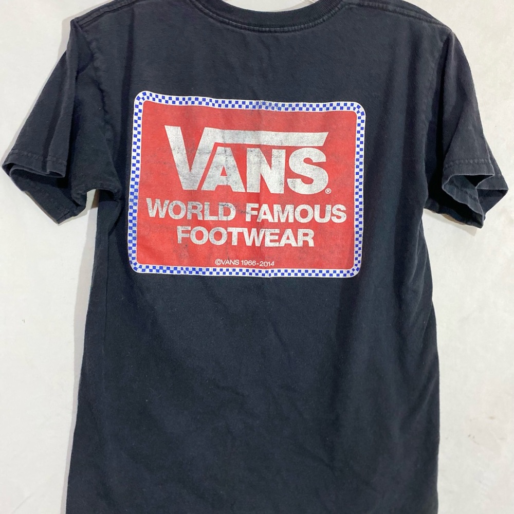 Junk Food Clothing Y2K Vans Black Tee with Red and White Logo